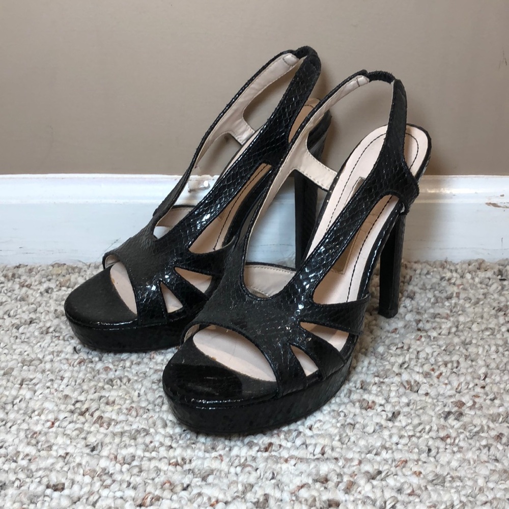 Zara Basic Black Snakeskin Heels - image 1